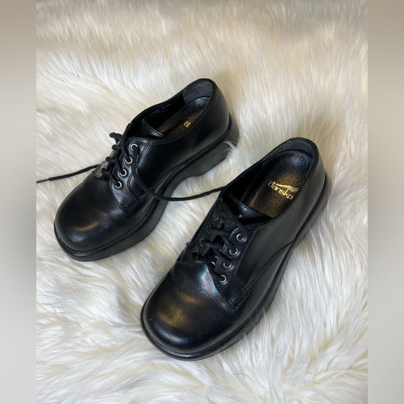Dansko Black Platform Chunky Oxford Shoe School Shoes Y2K look Size 5.5 - Picture 2 of 9